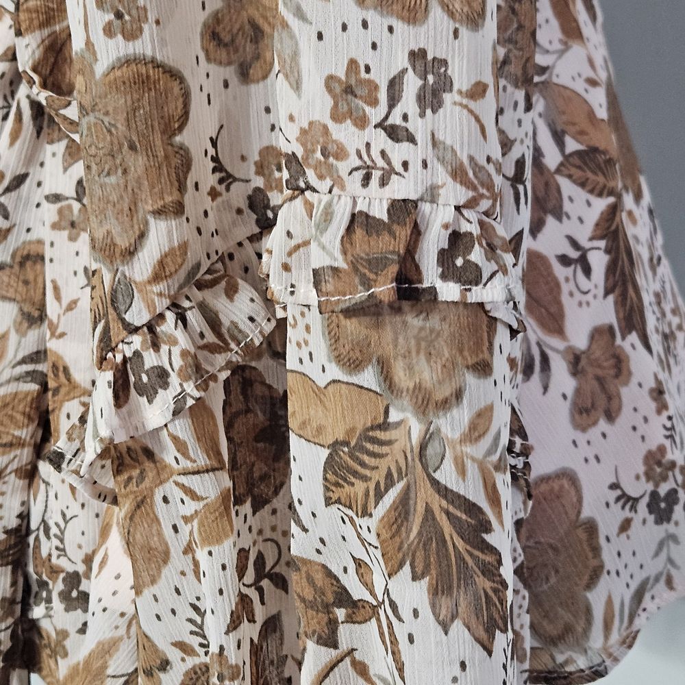 New CeCe Women's Floral Long-sleeve Wrap Waist V-neck‎ Blouse Large - Picture 6 of 7